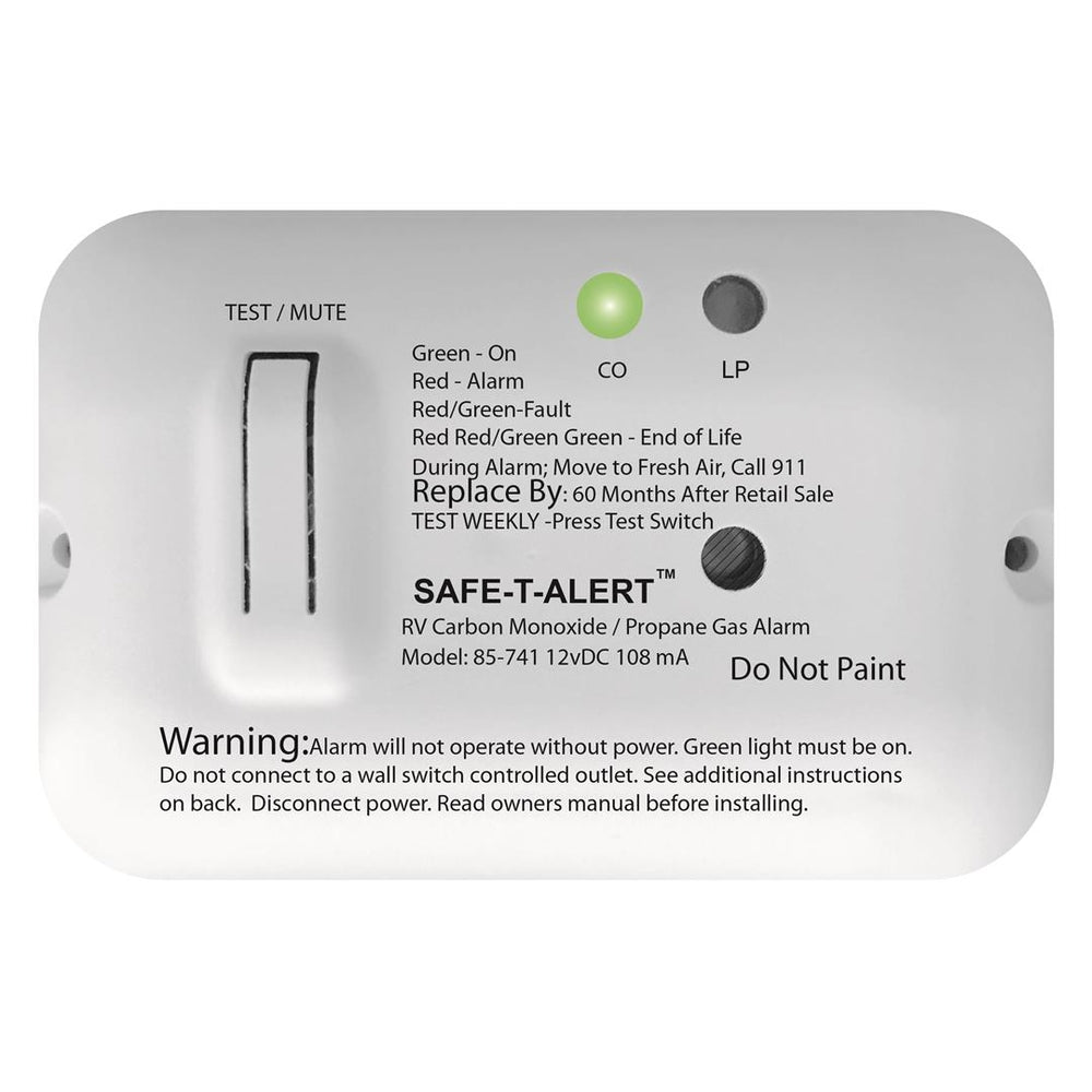 Safe-T-Alert 85-741-Wt 85 Series Carbon Monoxide Propane Gas Alarm 12V White Image 1