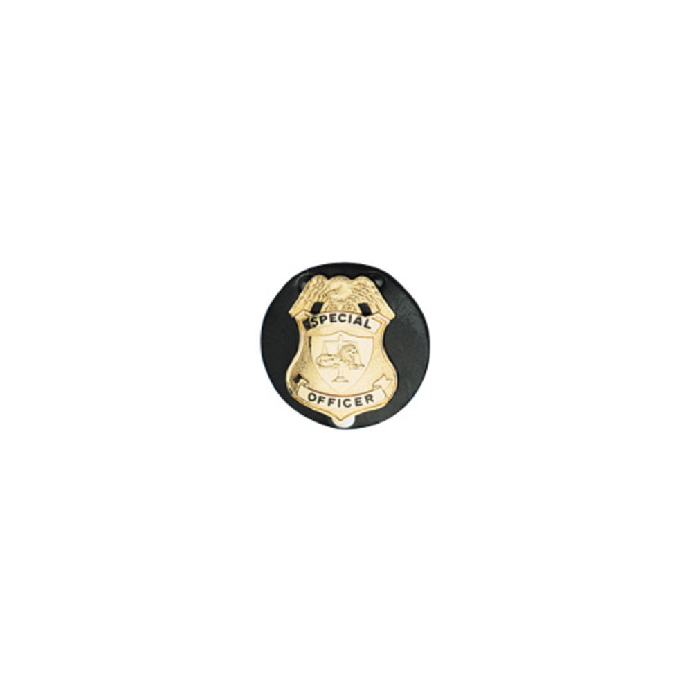 Boston Leather 5841-1 Circle Badge Holder - Genuine Leather Image 1