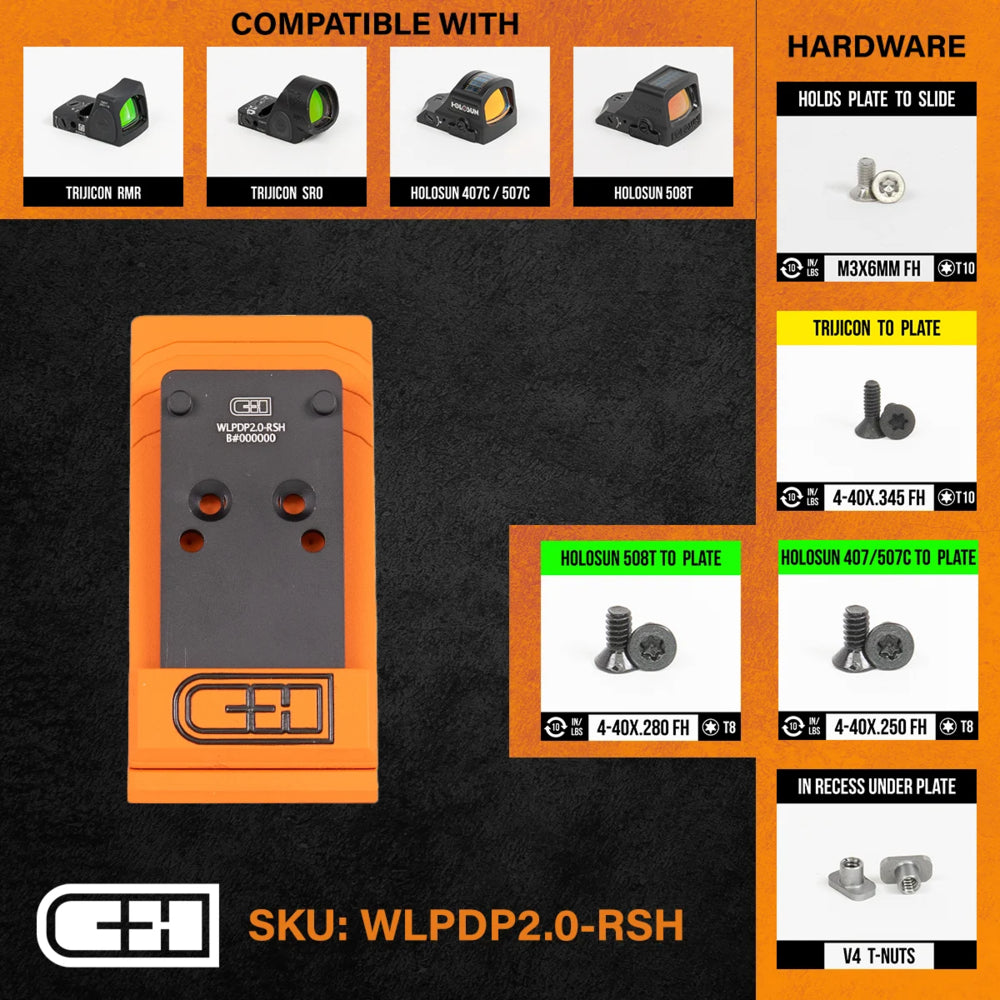 C&H Precision WLPDP2.0-RSH Optics Adapter Plate for Walther PDP 2.0 Image 1
