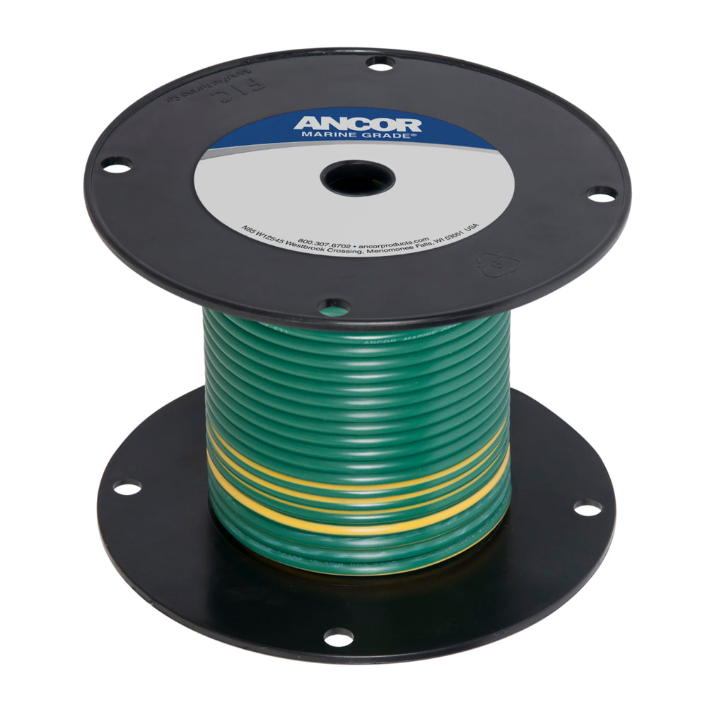 Ancor 109310 10 AWG Tinned Copper Wire 100'' Green Yellow Stripe Image 1