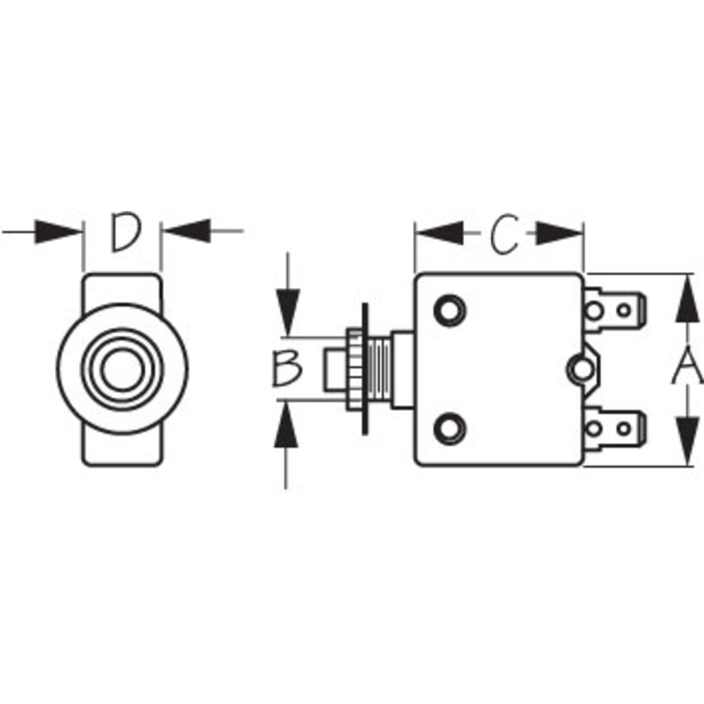 THERMAL PUSH BUTTON RESET-ONLY AC/DC CIRCUIT BREAKER (SEA-DOG LINE)