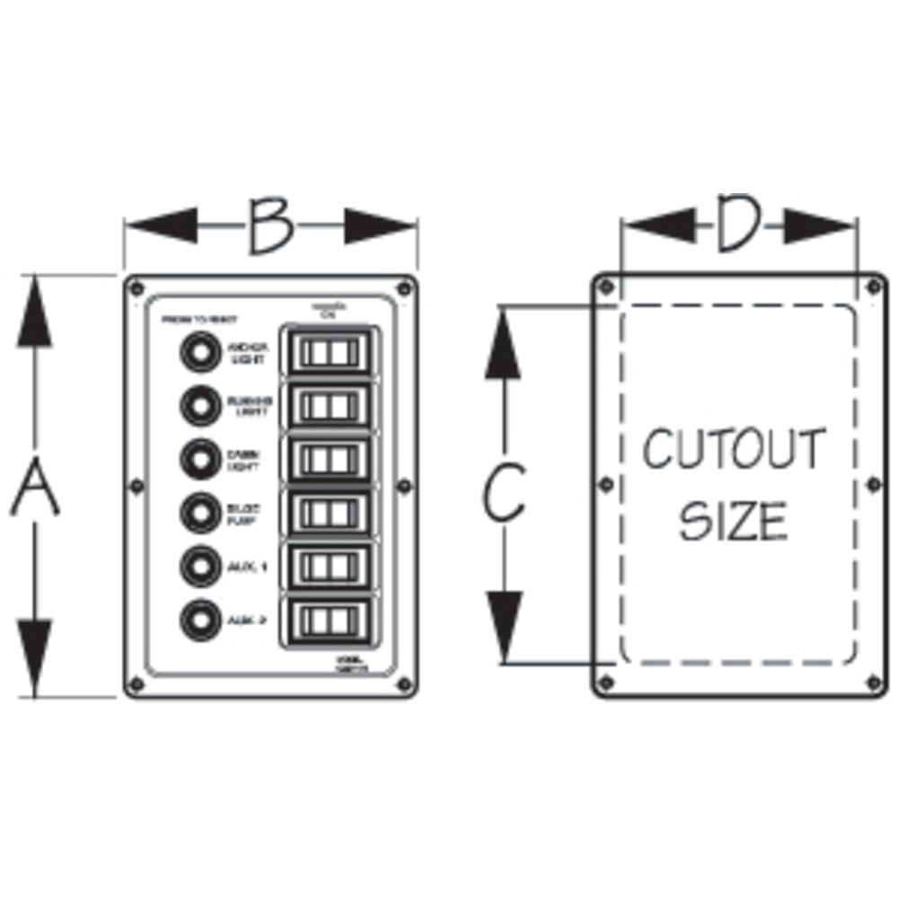 Sea-Dog 422800-1 Aluminum Circuit Breaker Panel 6