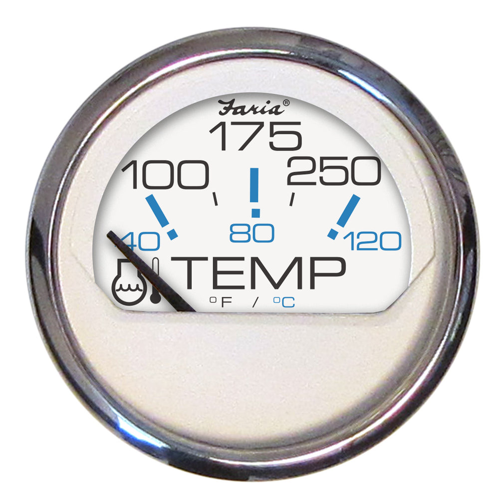 Faria Beede Instruments 13804 Chesapeake White Ss 2" Water Temperature Gauge Image 1