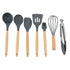 Gibson Home 137356.07 Holton 7 Piece Silicone Beech Wood Kitchen Tool Set Image 1