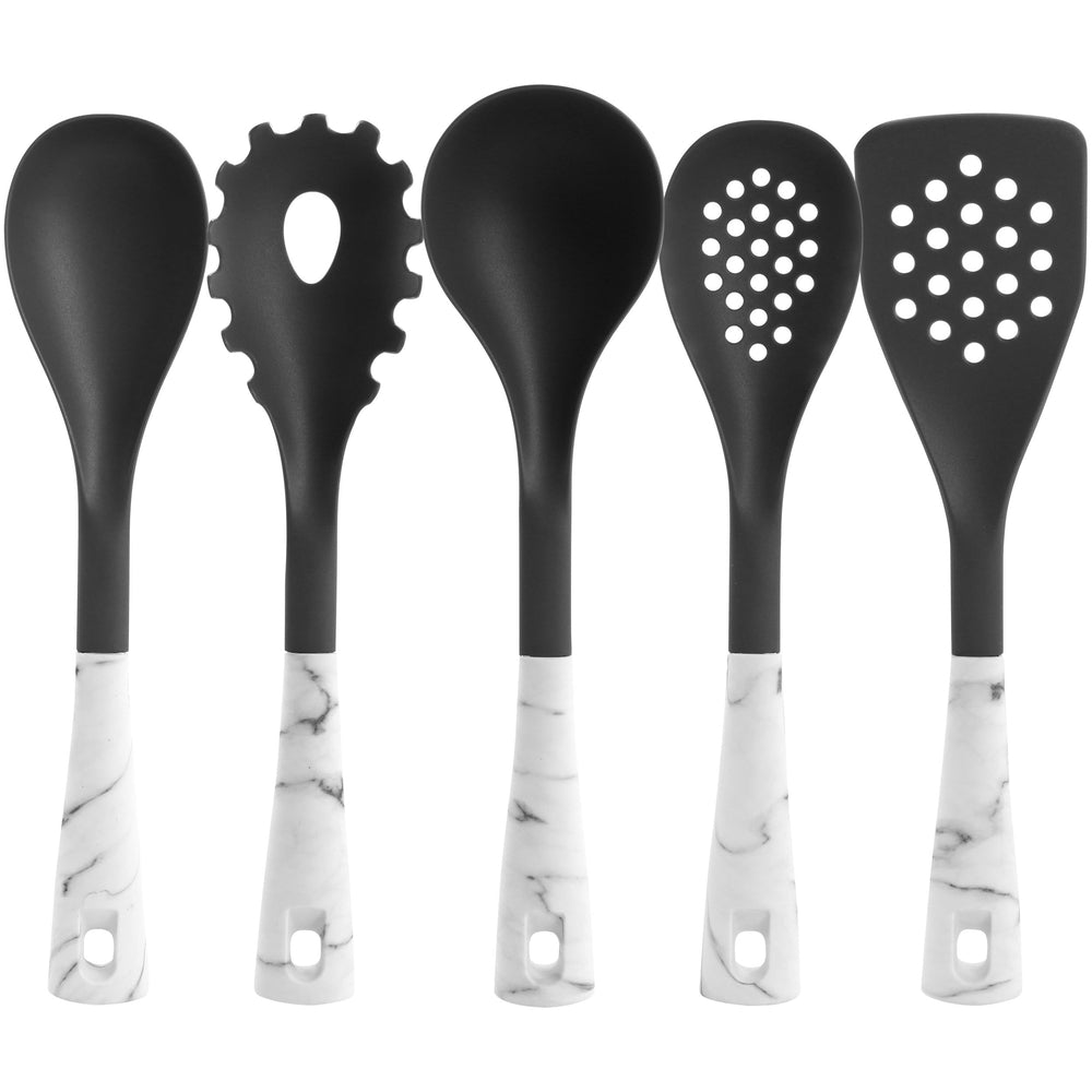 Oster 137533.05 5-Piece Nylon Kitchen Tool Set - White Marble Finish Image 1