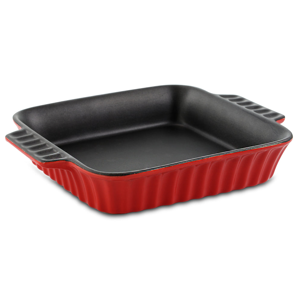 Crock-Pot 98251.01 Denhoff 8 In. Non-Stick Ribbed Casserole - Red Image 1