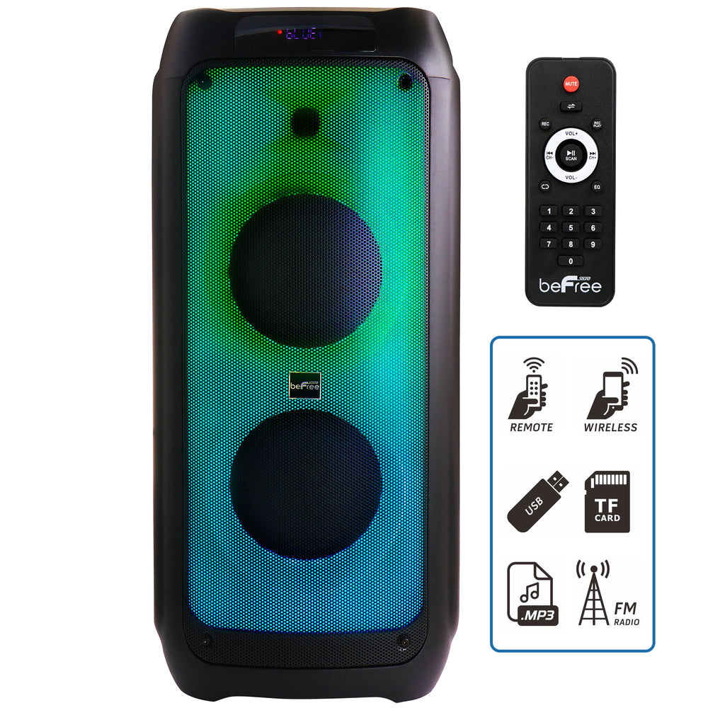 Befree Sound Bfs-4570 2 X 8" Wireless Rechargeable Bluetooth Party Speaker Led Image 1