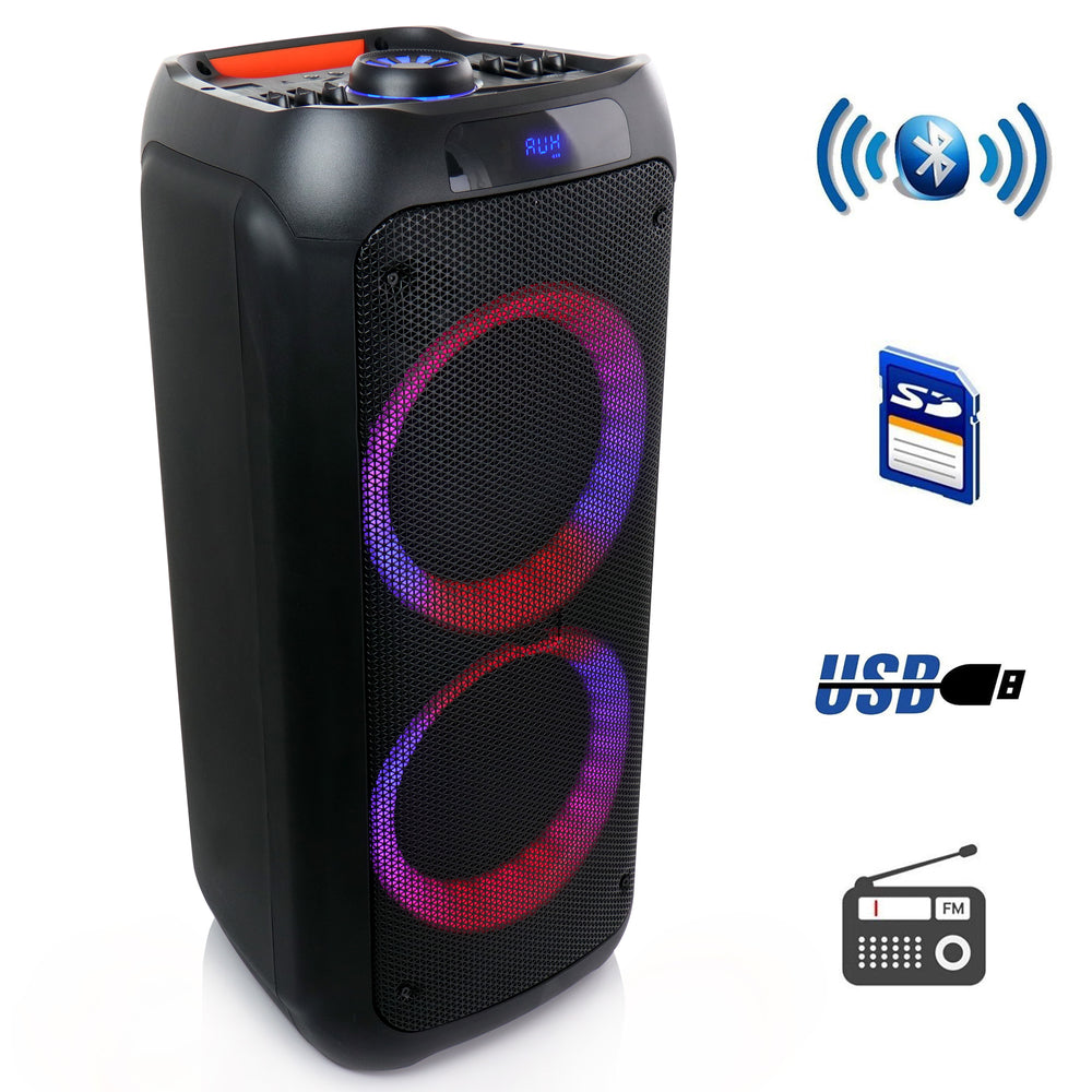 Befree Sound BFS-8850-RB Dual 8 Inch Bluetooth Wireless Portable Party Speaker with Reactive Lights Image 1