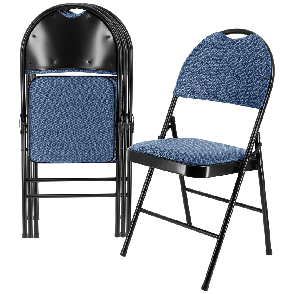 Elama Elm-J0326-DB Folding Chair Set with Padded Seats, Dark Blue Image 1