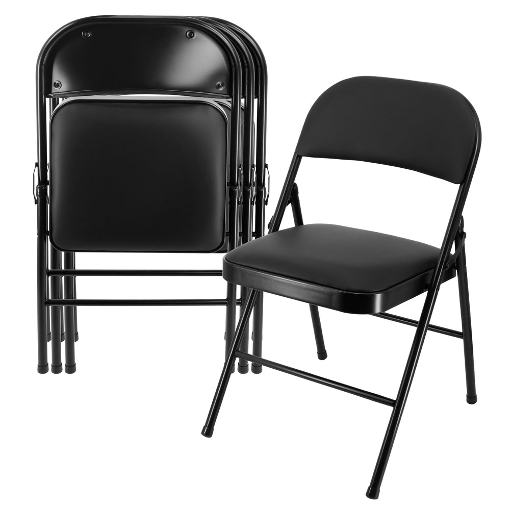 Elama Elm-J0369A Folding Chairs Set Padded Seats Black Image 1