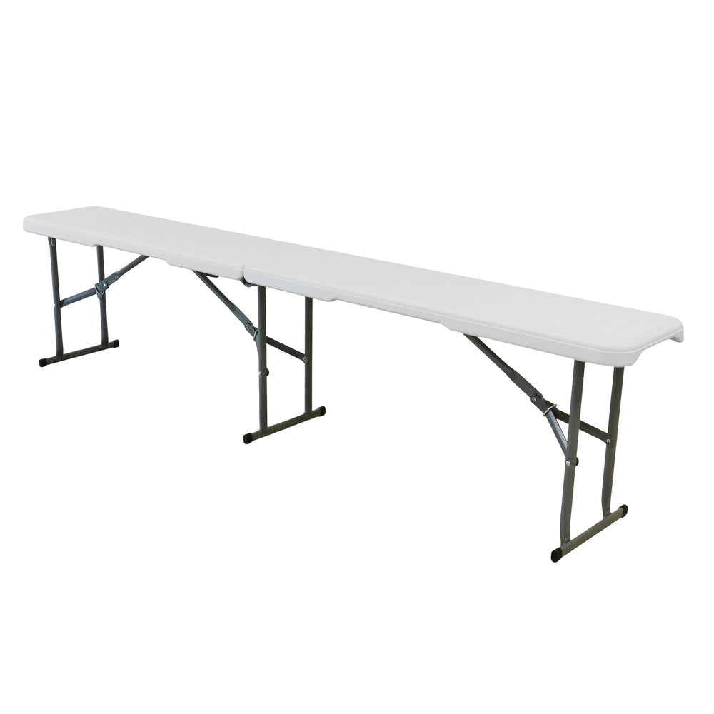 Elama Elm-ZD183C 6ft Plastic Folding Bench White Non-Slip Feet & Safety Lock Image 1