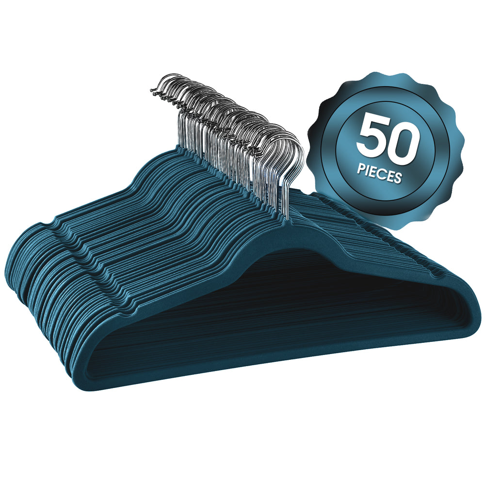 Elama Home Hanger50Pieceblue 50 Piece Flocked Velvet Clothes Hangers Stainless Image 1