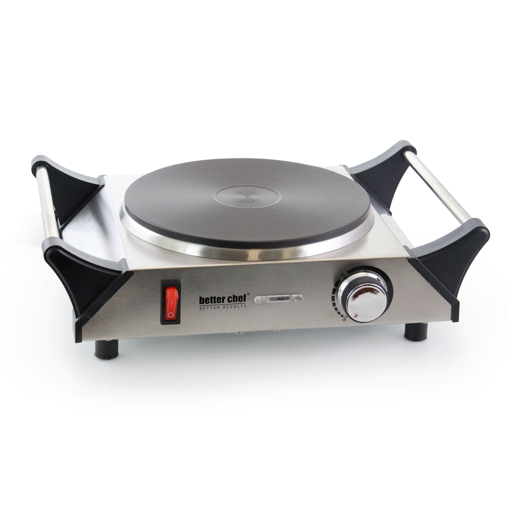 Better Chef IM-303SB Portable Stainless Steel Single Electric Burner with Solid Element Image 1