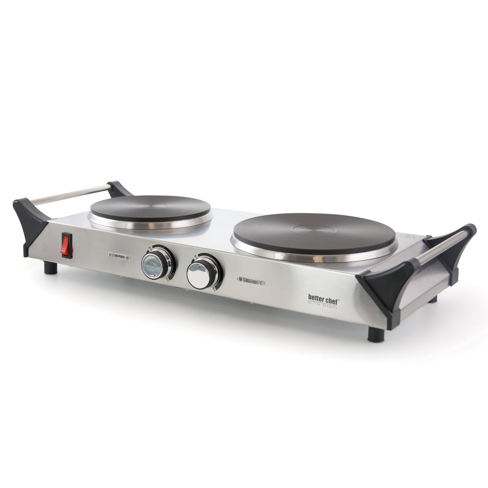 Better Chef IM-309DB Portable Stainless Steel Double Electric Burner with Solid Element Image 1