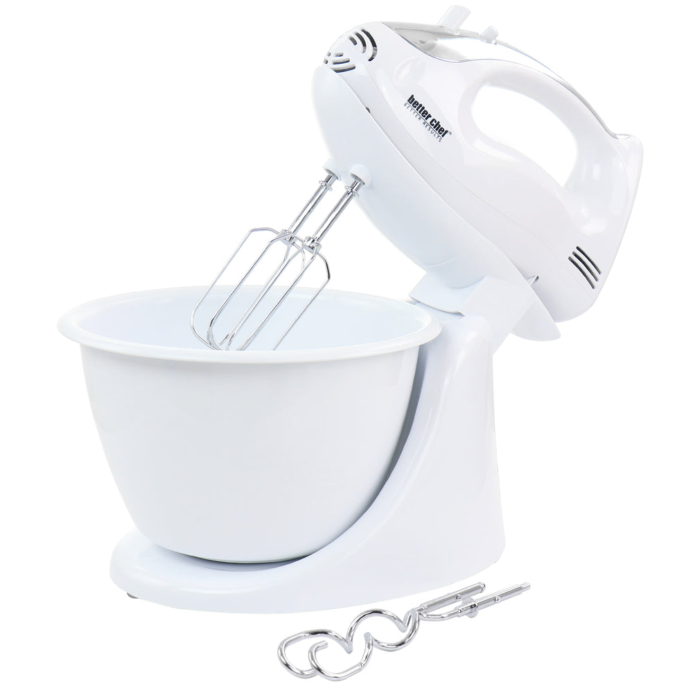 Better Chef IM-828W 200 Watt Stand/Hand Mixer with Mixing Bowl - White Image 1