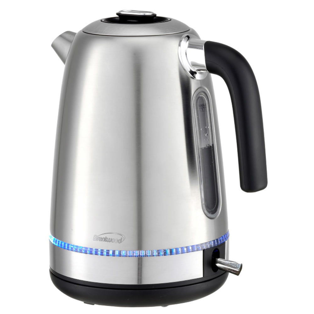 Brentwood KT-1792S Electric Kettle 1.7L Stainless Steel Cordless LED Glass Boiler Image 1