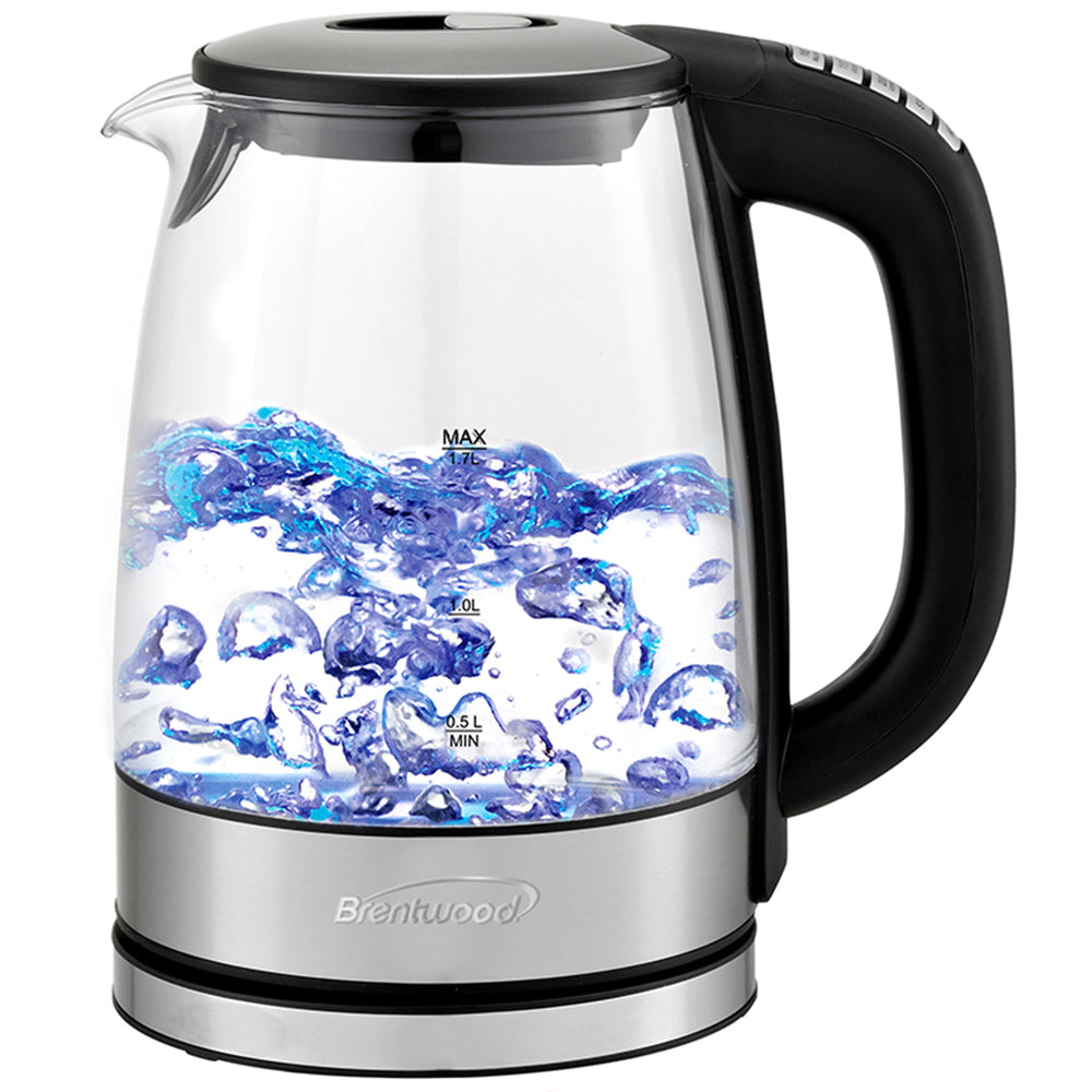 brentwood KT-1982DBK Electric Kettle 1.7L Glass 6 Temperature Presets Image 1
