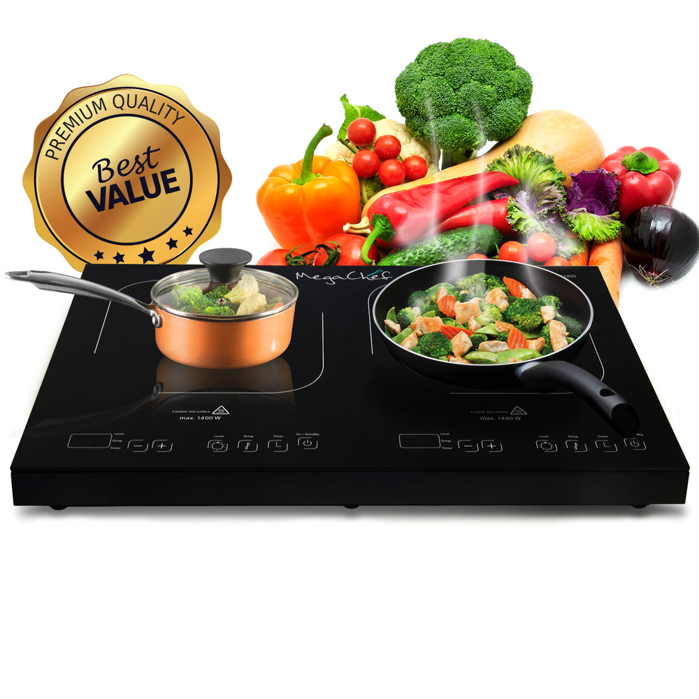 Megachef Mc-1900 1400 Watt Portable Dual Induction Cooktop Image 1