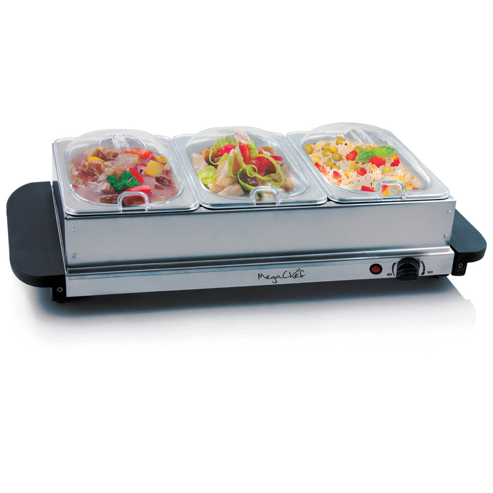 MegaChef MC-9003B Buffet Server with 3 Removable Sectional Trays Image 1