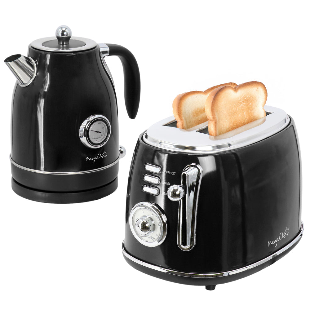MegaChef Mc-Btbk-B 1.8 Quart Electric Tea Kettle And 2 Slice Toaster Combo In Black Image 1