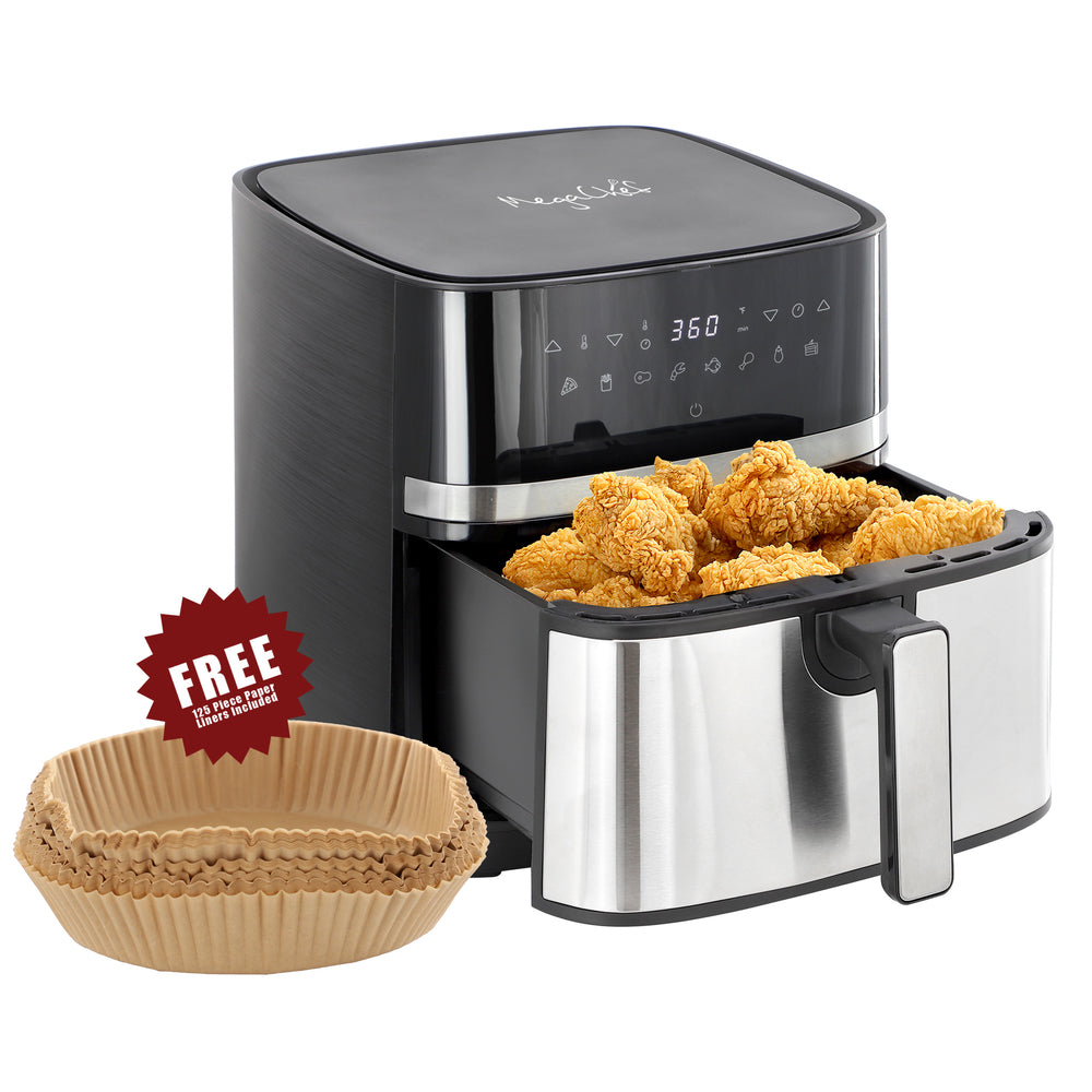 MegaChef MCAI-820ES 8.5 Quart Electric Air Fryer - Black/Stainless Image 1