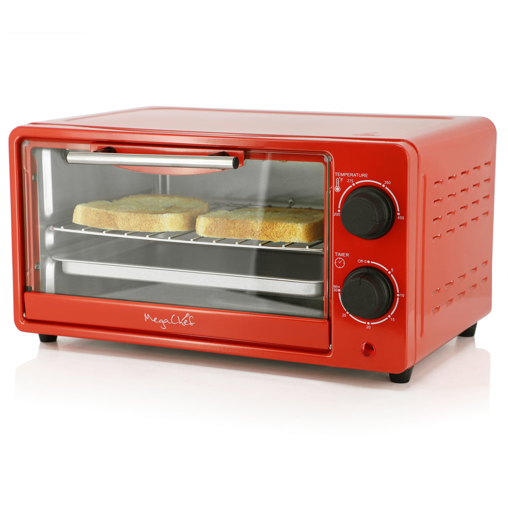 MegaChef Mcov-1200Rd Electric Toaster Oven 9.5 Quart Candy Red Image 1
