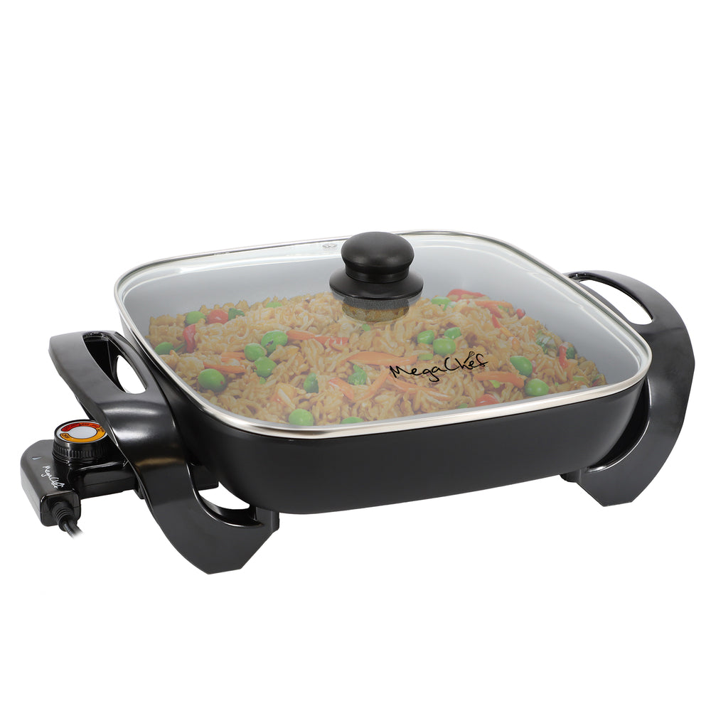 MegaChef MCS-3030B Electric Skillet Non-Stick Coating - 11.81 Inch Black Image 1