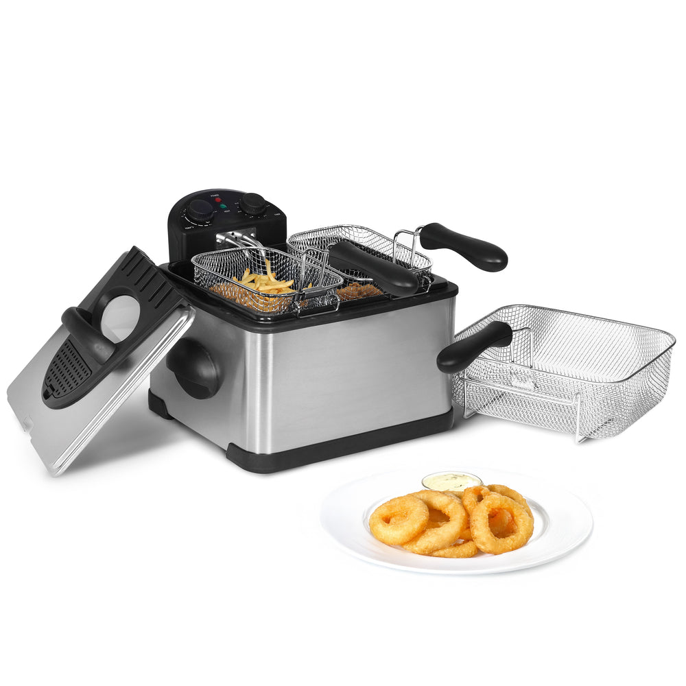 MegaChef Mg-Ai401 Electric Deep Fryer with Timer - 4.23 Quart Stainless Steel Image 1