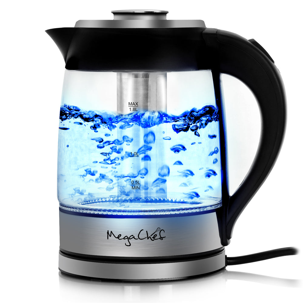 MegaChef MGKTL-1777 Cordless Glass & Stainless Steel Electric Tea Kettle 1.8L Image 1