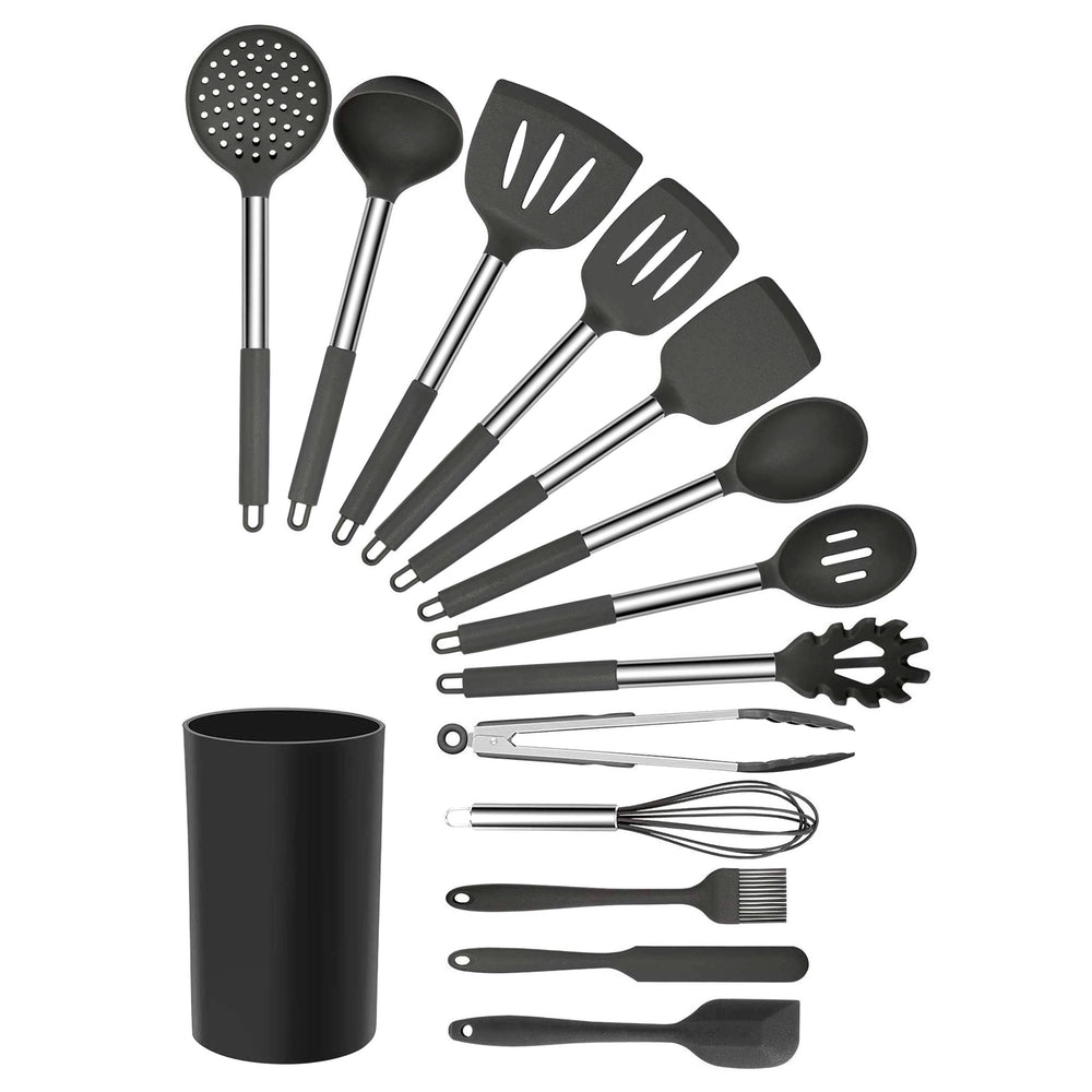 Megachef Mgsp-270 Gray Silicone And Stainless Steel Cooking Utensils Set Of 14 Image 1
