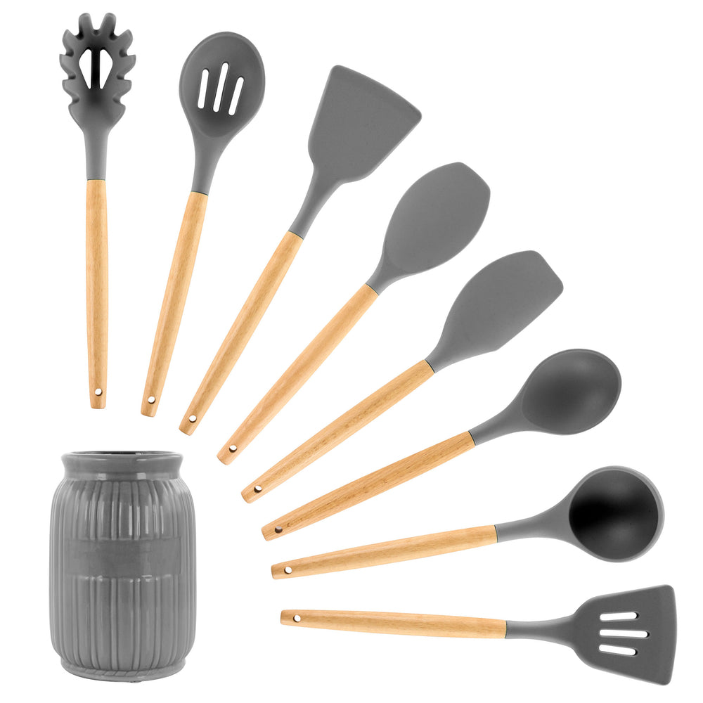 MegaChef MGSP-450 Silicone & Wood Utensils Set of 9 Image 1