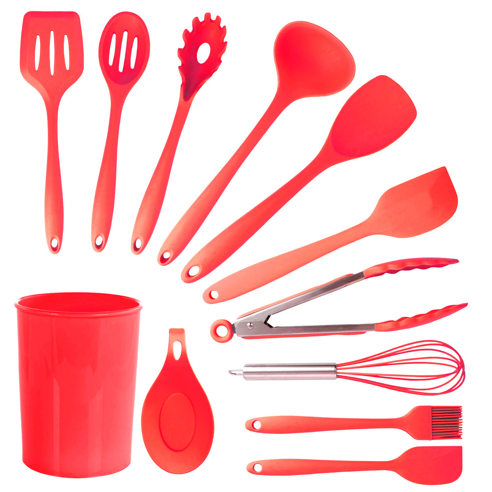 Megachef MGSP-811 Silicone Cooking Utensils Set of 12 - Red Image 1