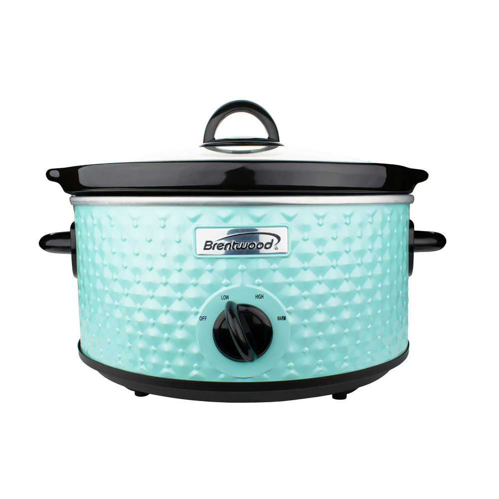 Brentwood SC-136BL 3.5 Quart Slow Cooker with Diamond Pattern Blue Image 1