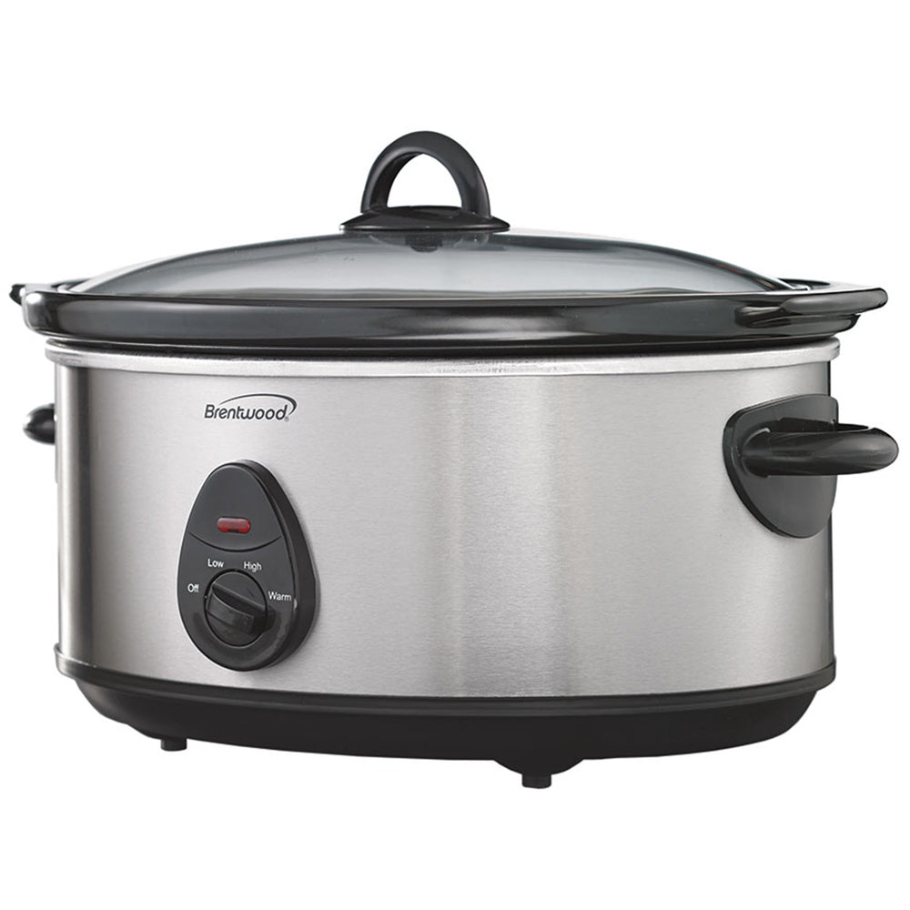 Brentwood SC-170S Slow Cooker 7.5L Stainless Steel Black LED Power Indicator Image 1