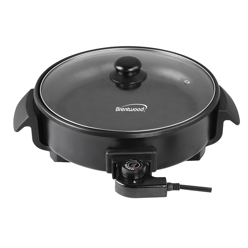 Brentwood SK-67BK 12" Non-Stick Electric Skillet with Vented Glass Lid Image 1