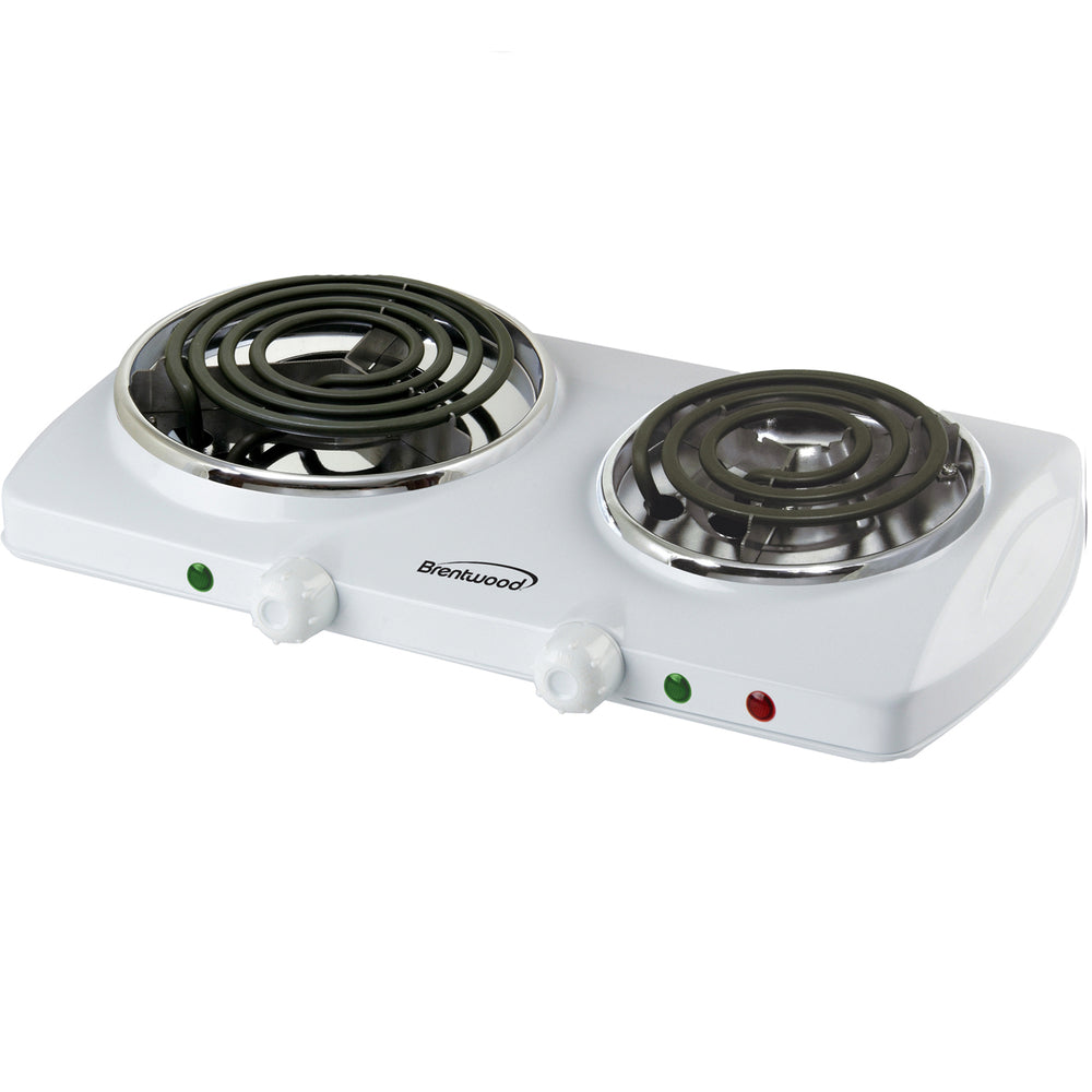Brentwood Ts-368 Electric 1500W Double Burner Spiral White Image 1