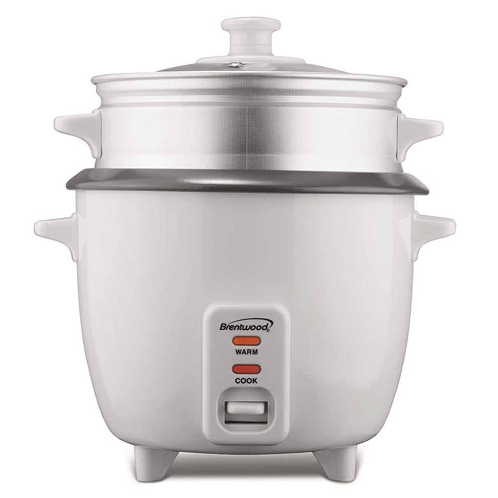 Brentwood TS-480S 15 Cup Rice Cooker with Non-Stick Steamer in White Image 1