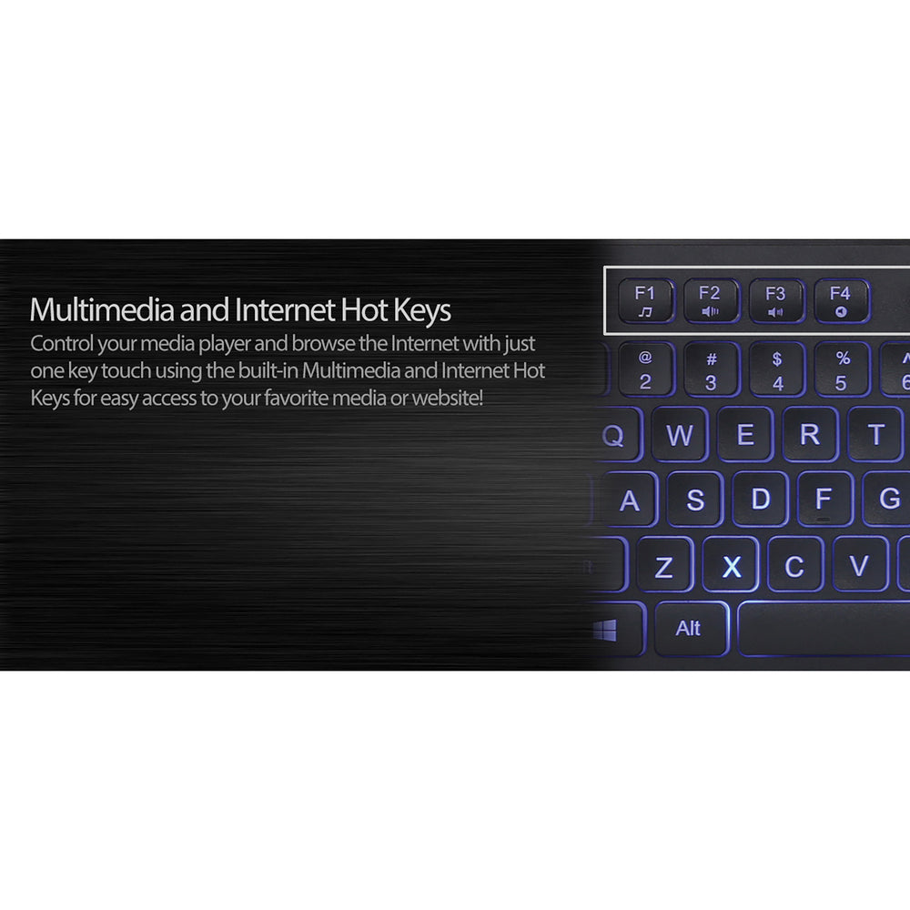 Adesso AKB-139EB KB Antimicrobial Spill resistant illuminated Desktop keyboard