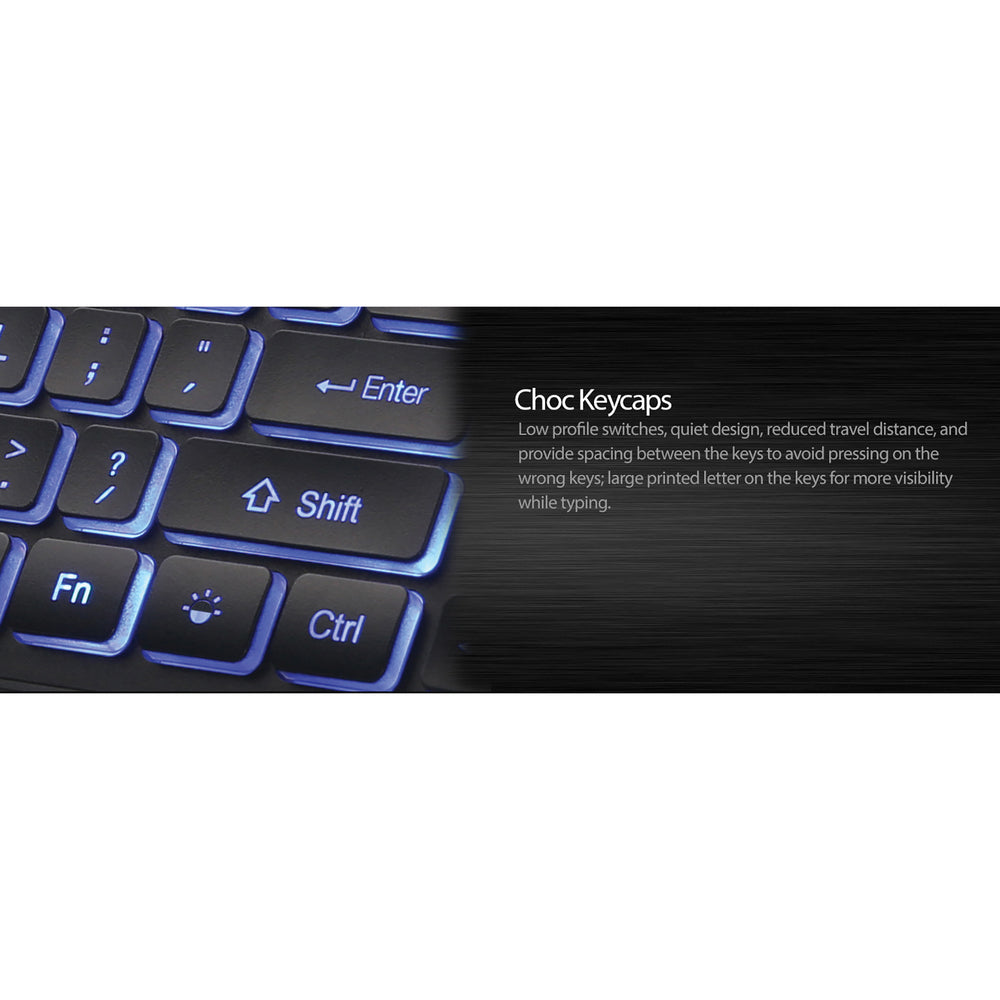 Adesso AKB-139EB KB Antimicrobial Spill resistant illuminated Desktop keyboard