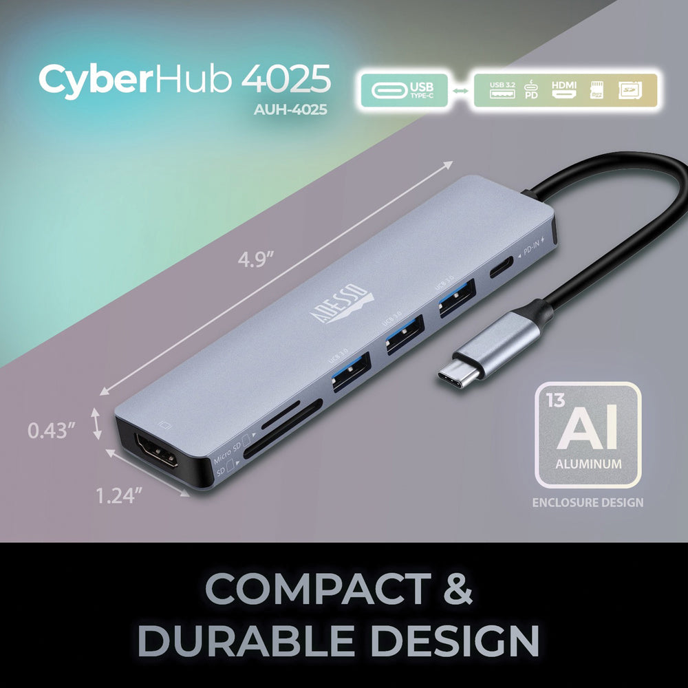 Adesso AUH-4025 Docking Station USB C to HDMI PD 3A Micro SD/SD Card