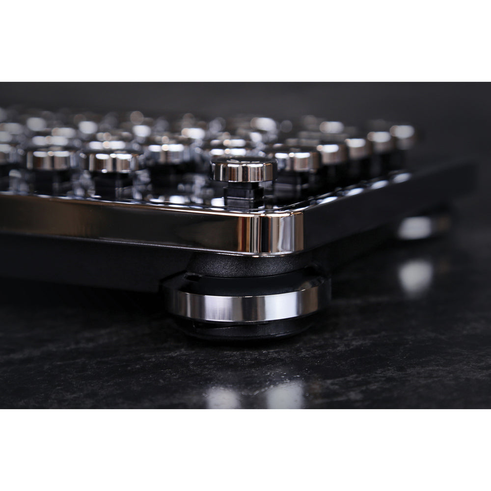 Azio Mk-Retro-01 Mechanical Typewriter Keyboard - USB Wired - PC Windows Compatible - Dust and Liquid Resistant - Chrome Trim Finish