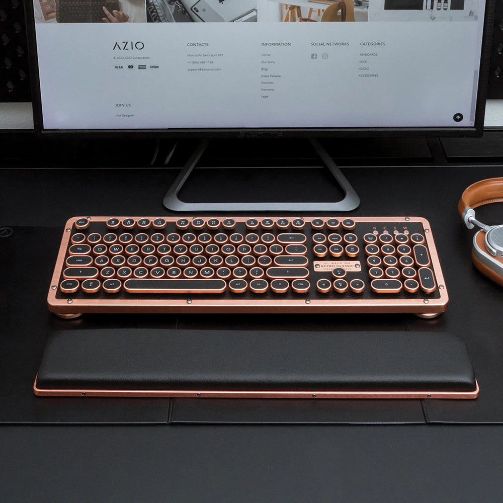 Azio PR-RC-L03 Retro Classic Palm Rest Leather Wrist Rest Aluminum Frame