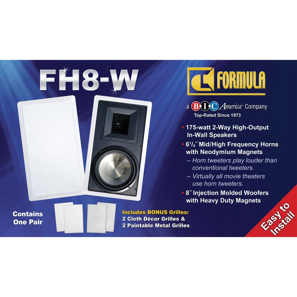 BIC America FH-8W 8" 2-Way In-Wall Speakers