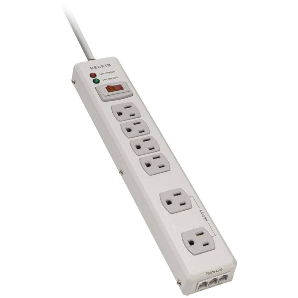 Belkin F9H620-06-MTL Surge Protector, 6 Outlets, 1,240 Joules Image 1