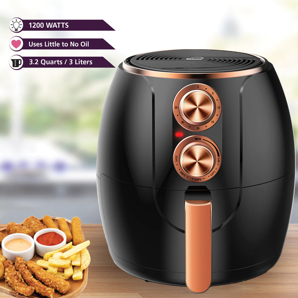 Brentwood Af-300Bkc 3.2 Quart Electric Air Fryer Timer And Temp Control- Black