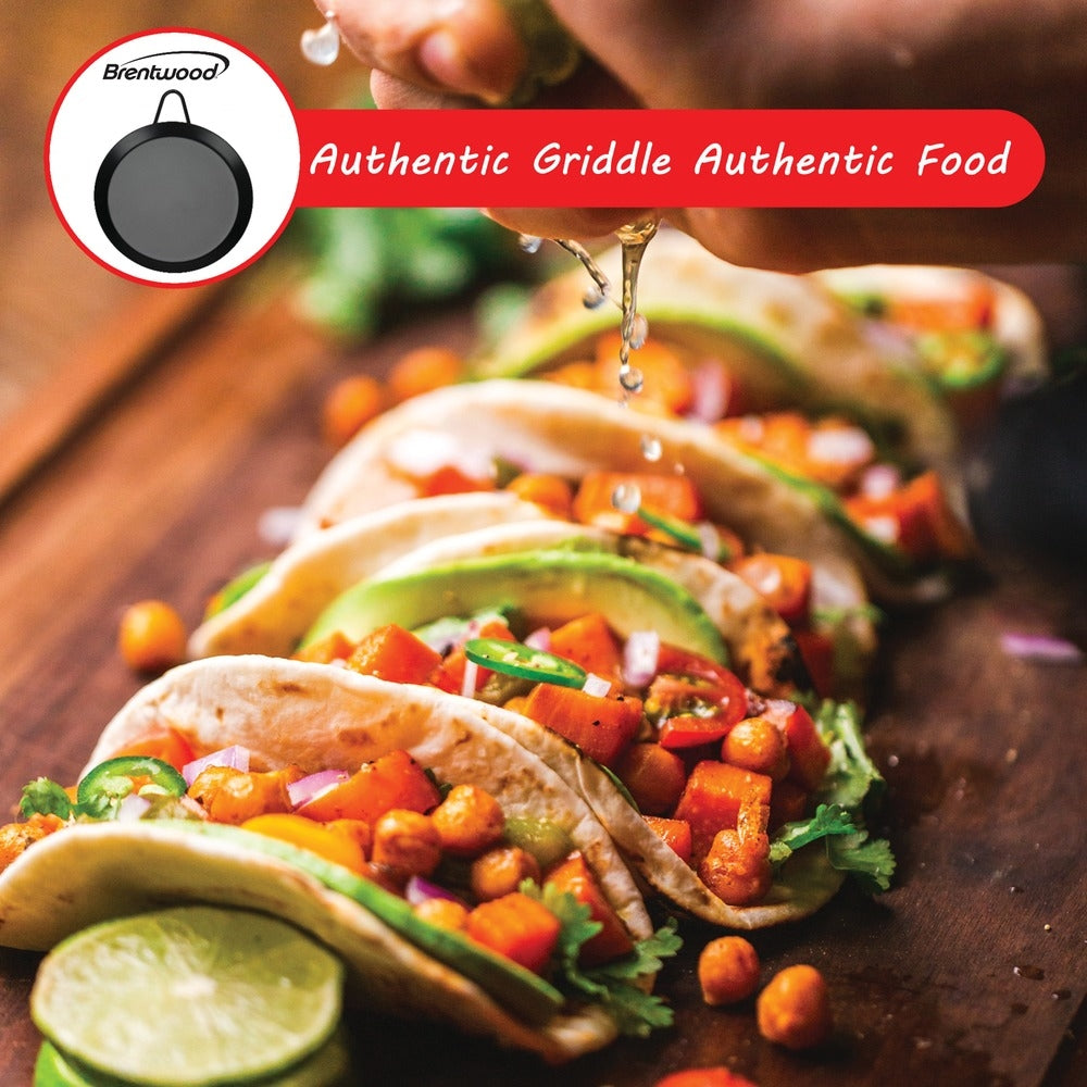 Brentwood BCM-24 Round Griddle Comal - Nonstick Aluminum Pan