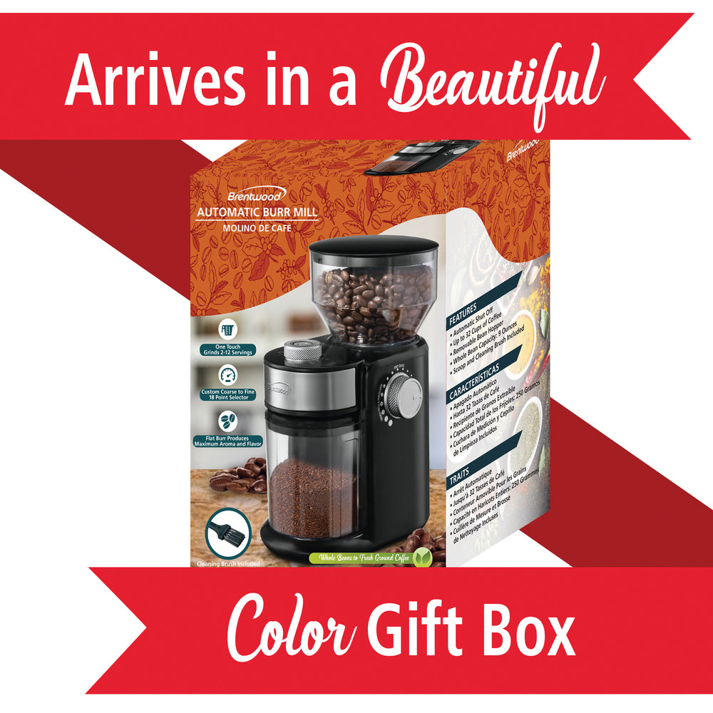 Brentwood CG-2021BK Coffee Grinder Mill - 8 Ounce Automatic Burr, Black