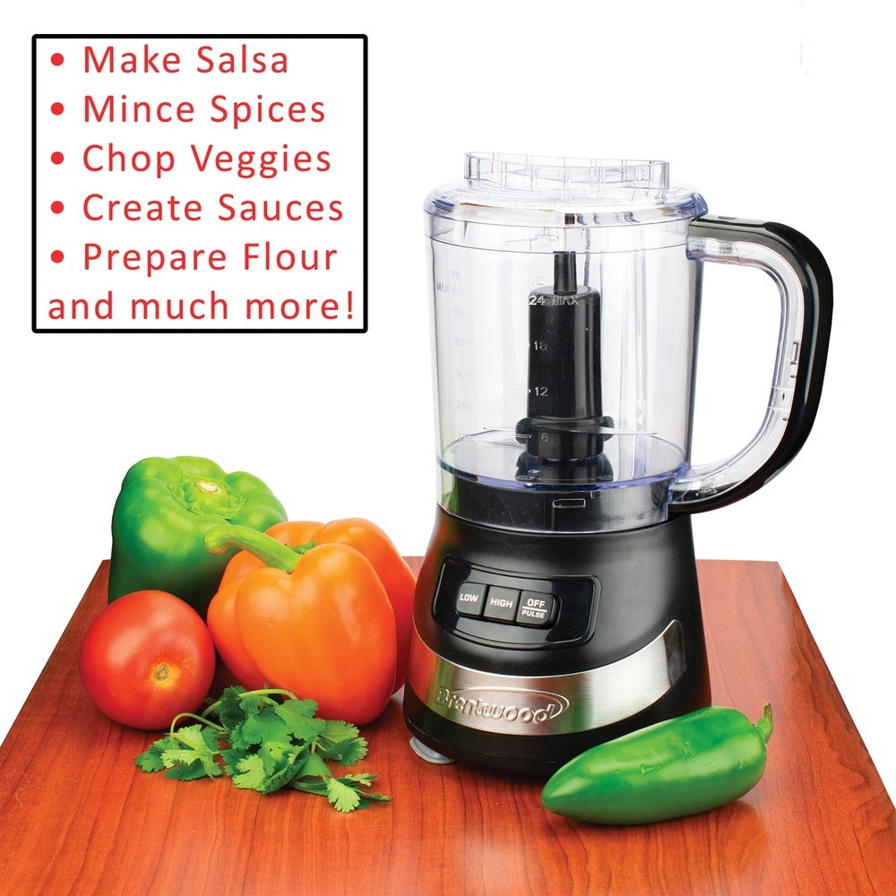 Brentwood FP-549BK 3-Cup Food Processor Black with Stainless Steel Blades
