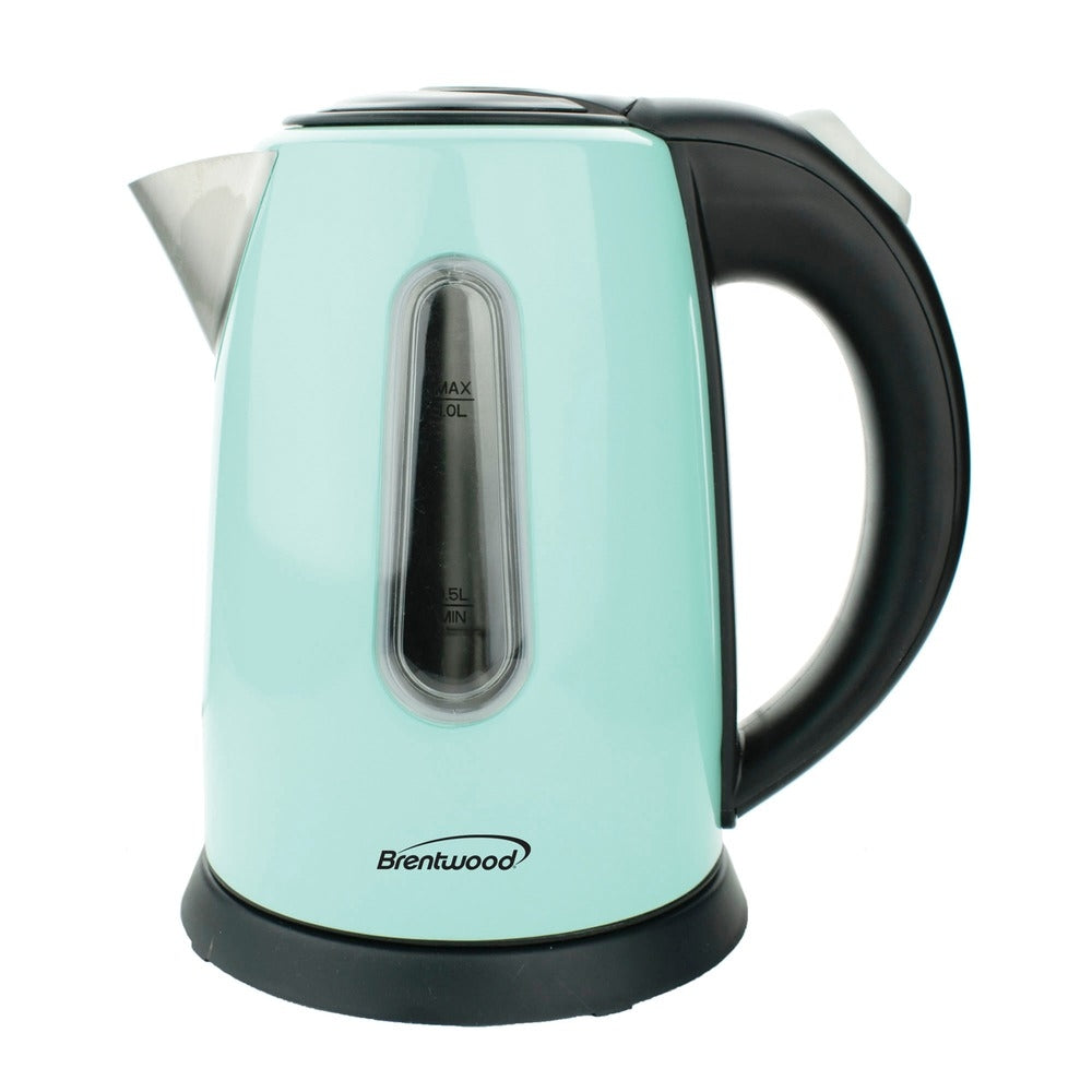 Brentwood KT-1710BL Electric Kettle - 1 Liter Stainless Steel Cordless (Blue) Image 1