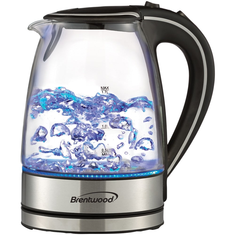 Brentwood KT-1900BK 1.7L Glass Tea Kettle Black LED Indicator